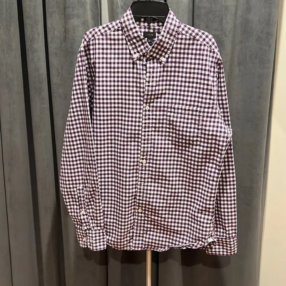 J. Crew cotton purple gingham button down shirt